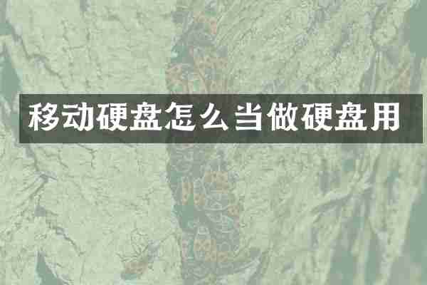 移动硬盘怎么当做硬盘用