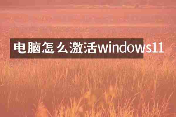 电脑怎么激活windows11