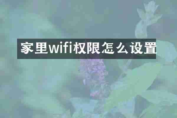 家里wifi权限怎么设置