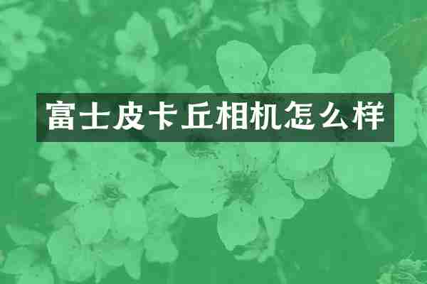 富士皮卡丘相机怎么样