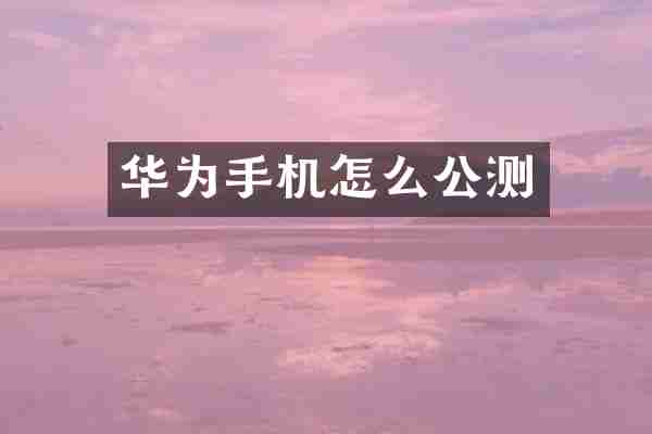 华为手机怎么公测