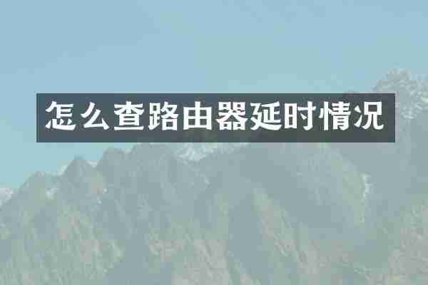 怎么查路由器延时情况