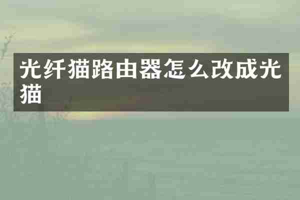 光纤猫路由器怎么改成光猫