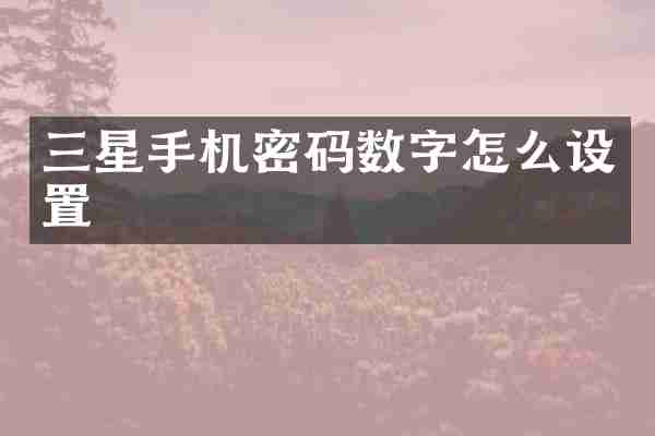 三星手机密码数字怎么设置