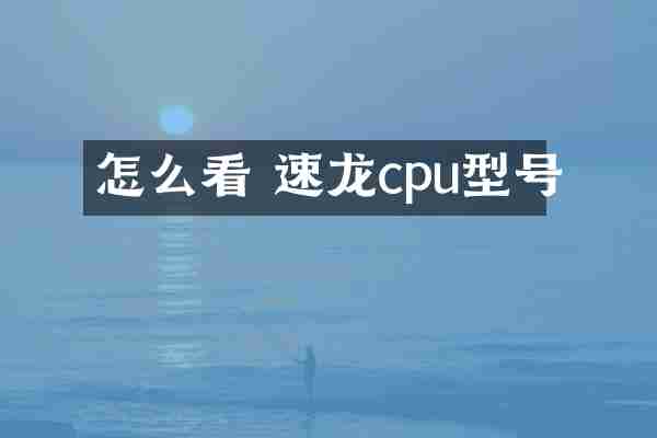 怎么看 速龙cpu型号