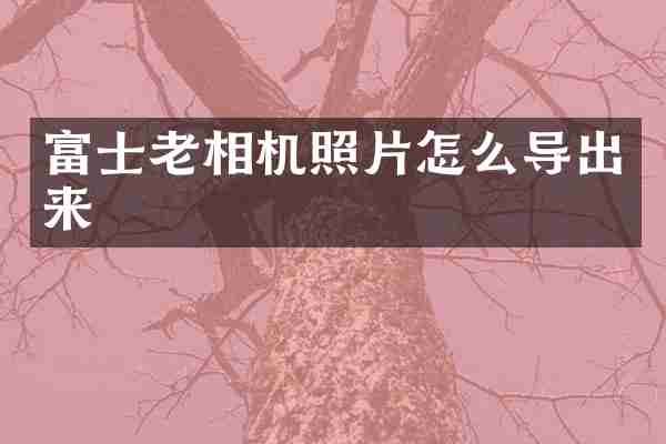 富士老相机照片怎么导出来