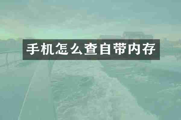 手机怎么查自带内存