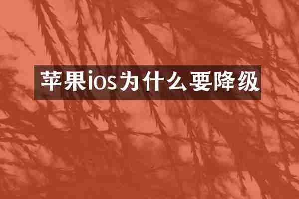 苹果ios为什么要降级