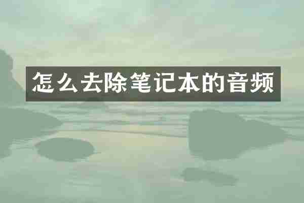 怎么去除笔记本的音频