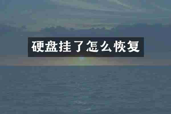 硬盘挂了怎么恢复
