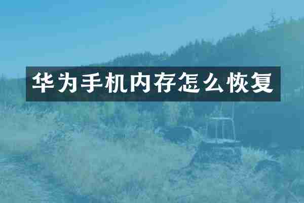 华为手机内存怎么恢复