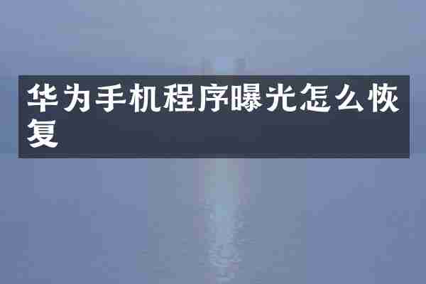 华为手机程序曝光怎么恢复