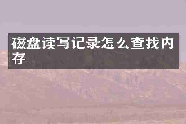 磁盘读写记录怎么查找内存