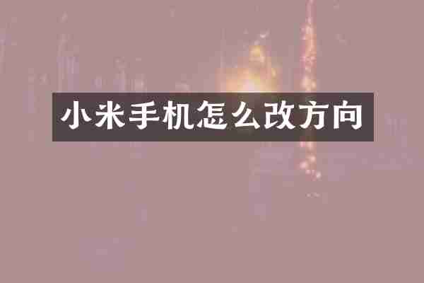 小米手机怎么改方向