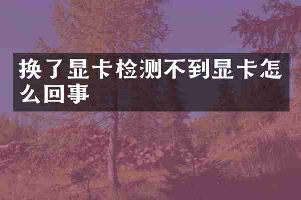 换了显卡检测不到显卡怎么回事
