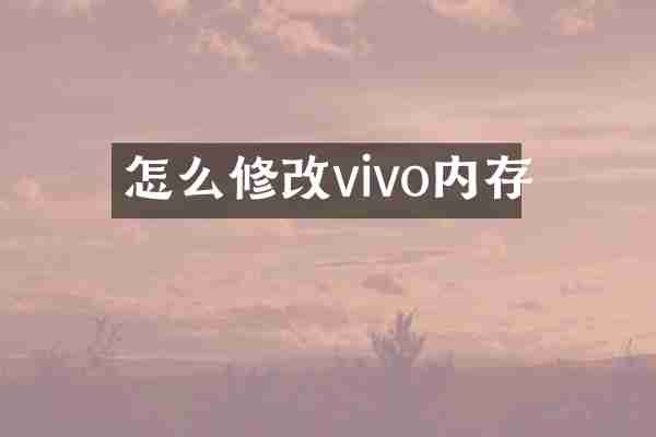 怎么修改vivo内存
