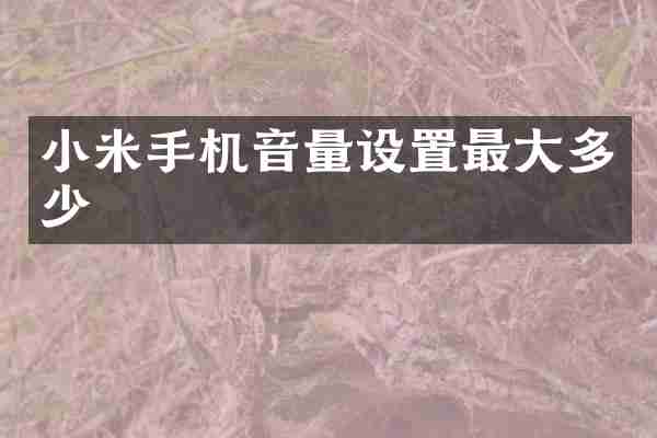 小米手机音量设置最大多少