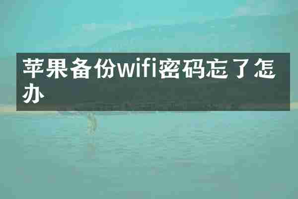 苹果备份wifi密码忘了怎么办