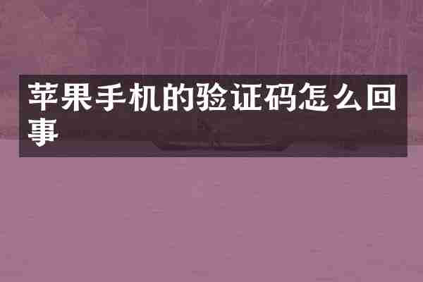 苹果手机的验证码怎么回事