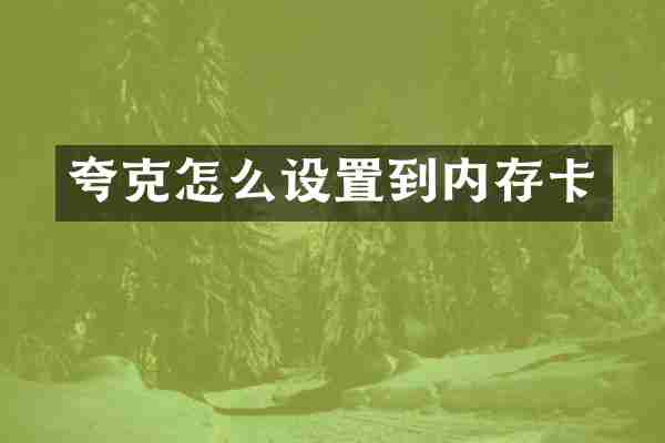 夸克怎么设置到内存卡