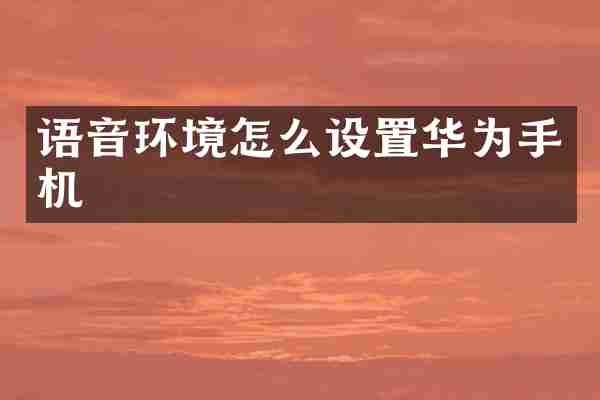 语音环境怎么设置华为手机