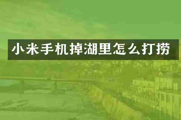 小米手机掉湖里怎么打捞