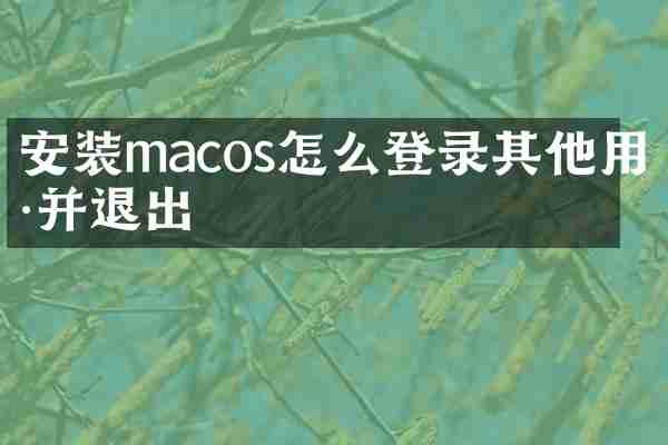 安装macos怎么登录其他用户并退出