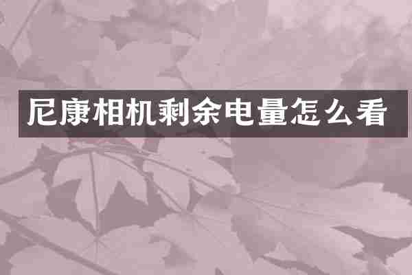 尼康相机剩余电量怎么看