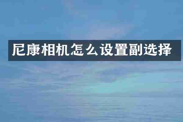 尼康相机怎么设置副选择