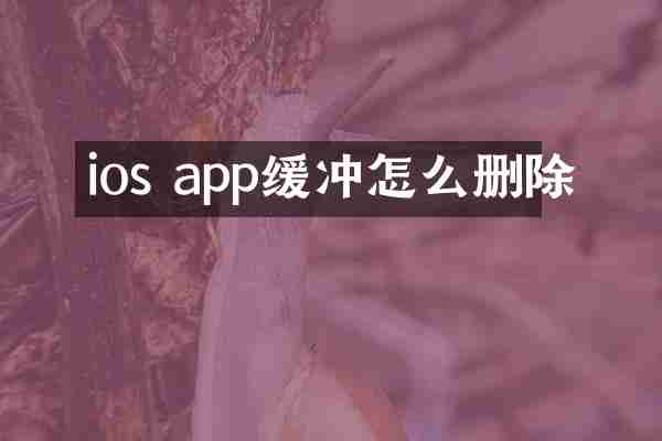 ios app缓冲怎么删除