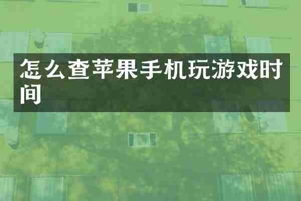 怎么查苹果手机玩游戏时间