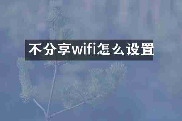 不分享wifi怎么设置
