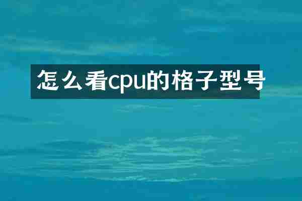 怎么看cpu的格子型号