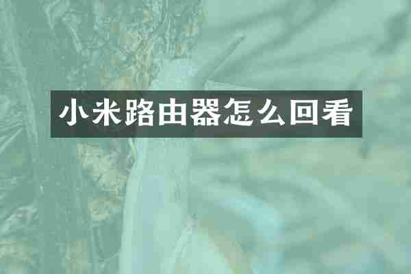 小米路由器怎么回看