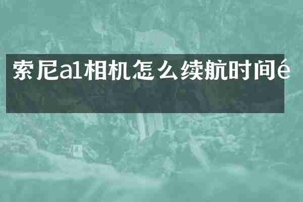 索尼a1相机怎么续航时间长