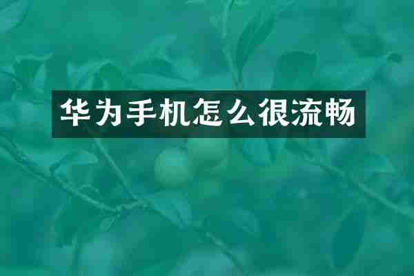 华为手机怎么很流畅