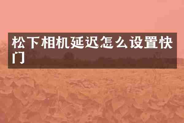 相机延迟怎么设置快门