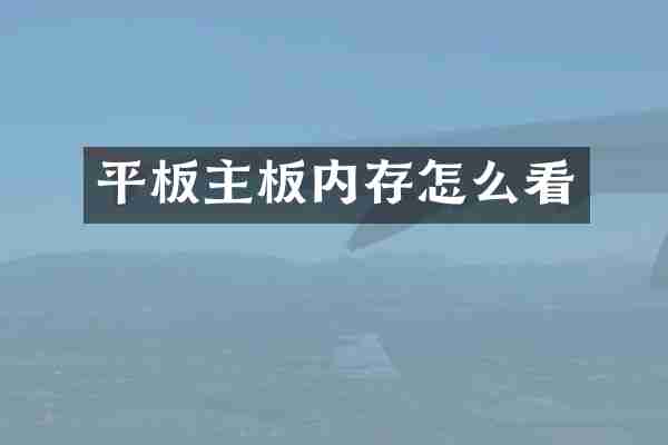 平板主板内存怎么看