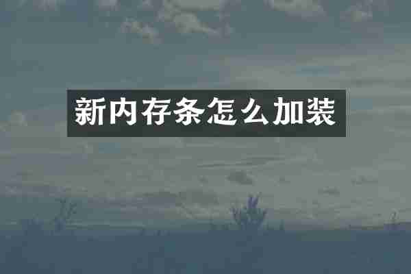 新内存条怎么加装