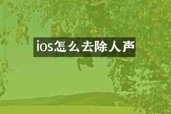 ios怎么去除人声