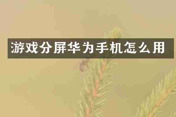 游戏分屏华为手机怎么用
