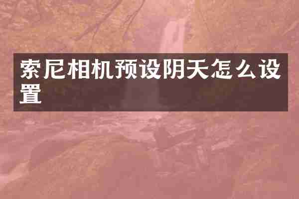 相机预设阴天怎么设置