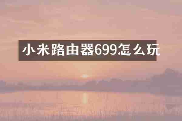 小米路由器699怎么玩