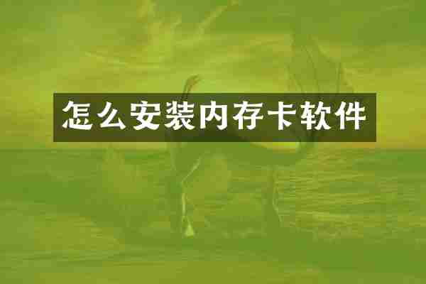 怎么安装内存卡软件