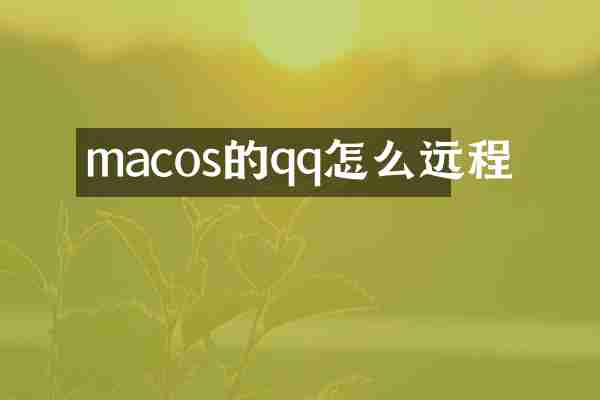 macos的qq怎么远程