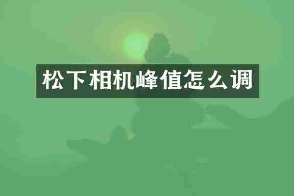 松下相机峰值怎么调