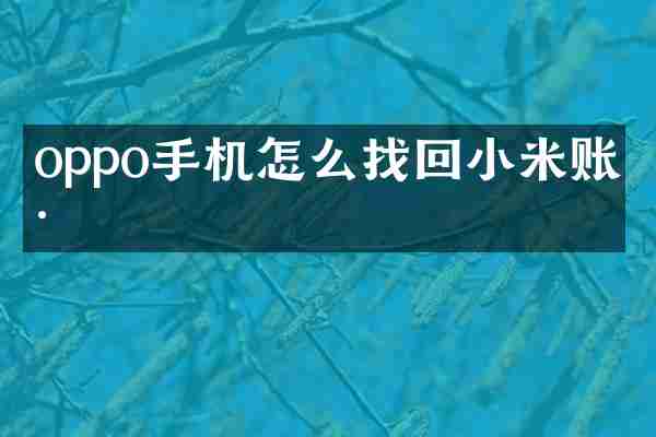 oppo手机怎么找回小米账号