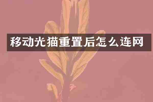 移动光猫重置后怎么连网