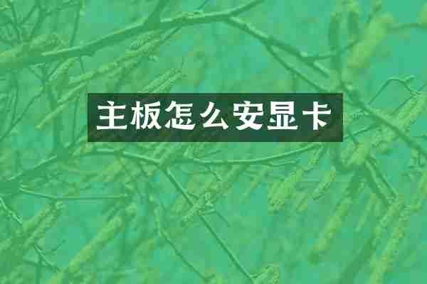 主板怎么安显卡