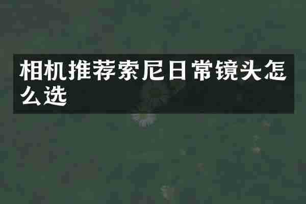 相机推荐日常镜头怎么选